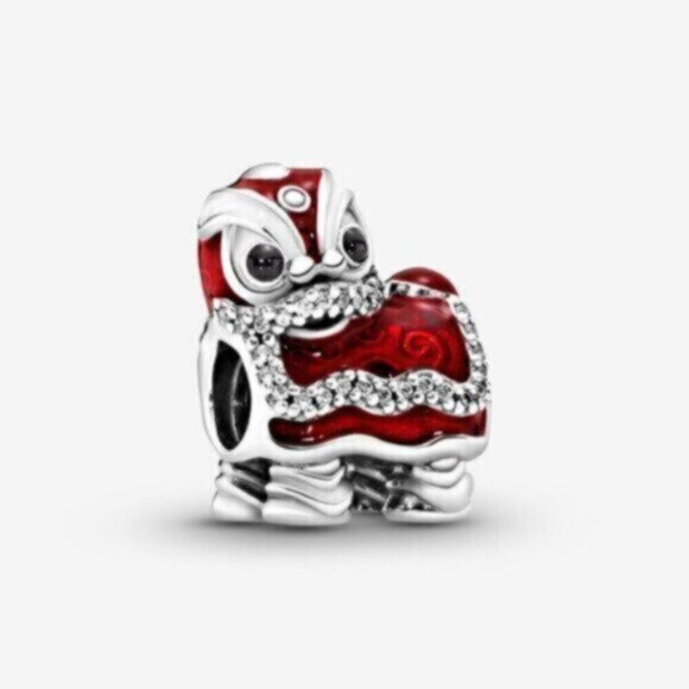 Pandora Red and Silver Lion Dance Charm Bracelet